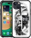 for iPhone 14 Case, Lion Cross Jesus Christ Dove Pattern Graphic Design Girl Boy Soft Silicone Hard Acrylic Shock Protection for iPhone 14
