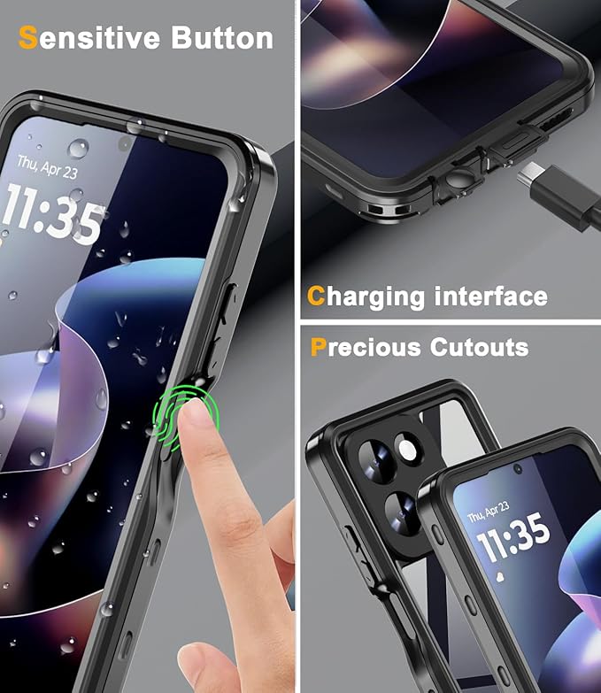 for Motorola Moto G 2026 / Moto G Play 2026 Phone Case, IP68 Waterproof with Built-in Screen Protector, Full Body Underwater Dustproof Shockproof Protective Cover for Moto G Play 2026 Black