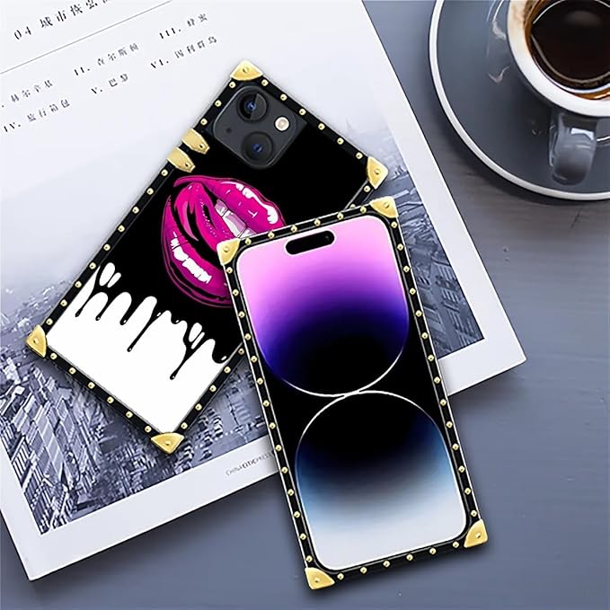 Compatible with iPhone 14 Case, Black White Red Slap Sexy Luxury Golden Decoration for Girl Women Soft TPU Shockproof Protective Hard PC Back for iPhone 14