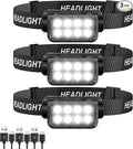 Sogdeco Rechargeable Headlamp Flashlight, 8 LED 2500LM Ultra-Light Bright Headlight, Waterproof Lightweight Head Lamp for Adult Kid, 3-Pack Headlamps for Outdoor Camping Running Fishing