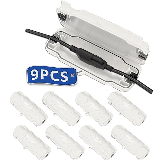 9 Pack Outdoor Extension Cord Safety Cover with Waterproof Seal IP54 Water-Resistant, Weatherproof Electrical Connection Box with 2 Latches, Plug, Socket, Holiday Decoration Light, White