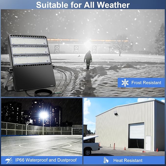 Outdoor LED Stadium Flood Lights 2400W Equivalent Super Bright 52200LM Wall Mount 360W Parking lot Commercial Lighting for Basketball Court, Arena, Barn 5500K 85-277V Waterproof Yard lamp
