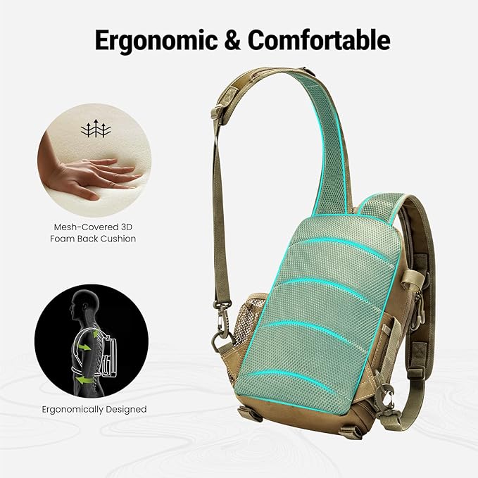 Piscifun Fishing Backpack with Rod Holder, Lightweight Sling Bag Storge Gear and Equipment