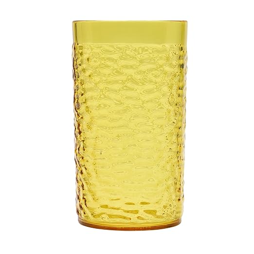 G.E.T. 3316-Y Heavy-Duty Shatterproof Plastic Pebbled Tumbler, 16 Ounce, Yellow (Set of 12)