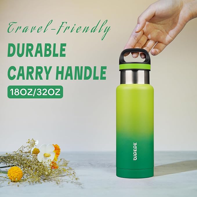 BJPKPK Insulated Water Bottle 18OZ Stainless Steel Water Bottle with Handle Double Walls Vacuum Insulated BPA Free Flask, Bamboo Grove