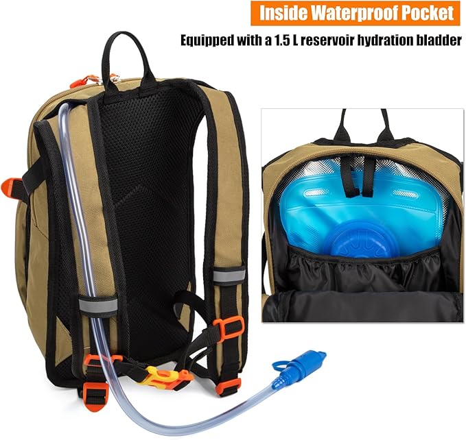 Kids Hydration Backpack, Water Hiking Backpack for Boys or Girls with 1.5L Reservoir Bladder