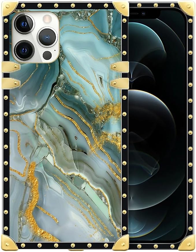 Compatible with iPhone 12 12 Pro Case, Golden Texture Marble Veining Luxury Golden Decoration for Girl Women Soft TPU Shockproof Protective Hard PC Back for iPhone 12 12 Pro
