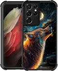 for Samsung Galaxy S21 Ultra Case, Star Cave Hungry Wolf Pattern Graphic Design Girl Boy Soft Silicone Hard Acrylic Shock Protection for Samsung Galaxy S21 Ultra