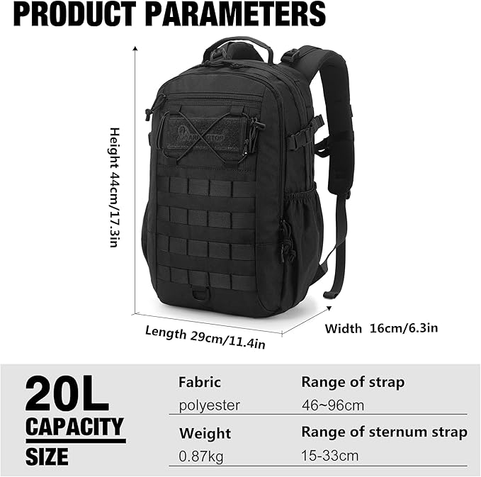 Mardingtop Small Hiking Backpack for Men 20L Military Tactical Molle Rucksack Daypack for Hiking,Travel,Camping