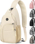 Pritent Crossbody Bags for Women Man Waterproof Sling Bag Backpack Trendy Casual Cross Body Bag with Convertible Shoulder Strap Chest Bag for Camping Hiking Travel Essentials (Ivory, Medium )