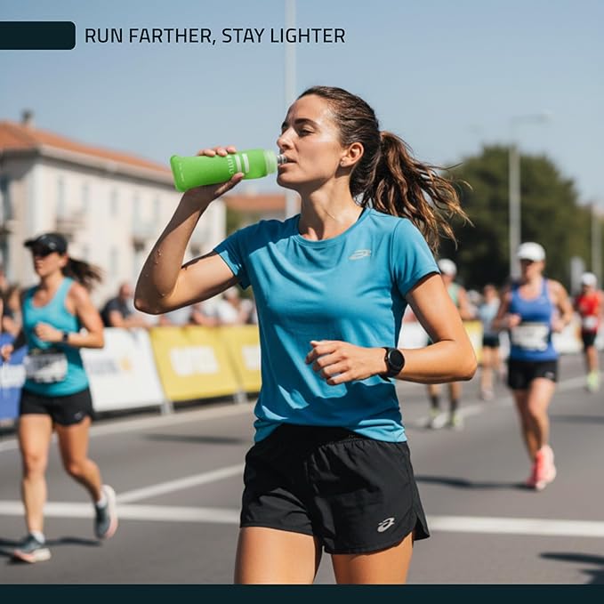 FITLY Soft Flask - Shrink As You Drink Soft Water Bottle for Hydration Pack - Folding Water Bottle Ideal for Running, Hiking, Cycling, Climbing & Rigorous Activity