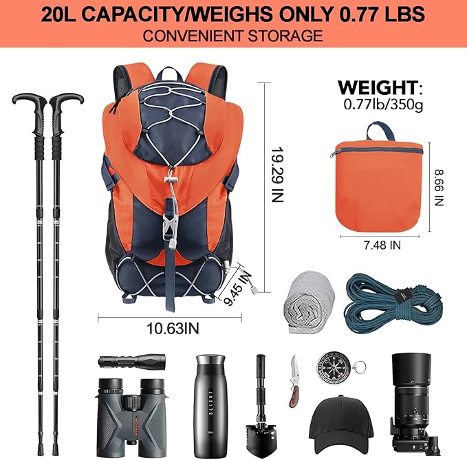 Seektop Ultra Lightweight & Packable Hiking Backpack 20L,Water-Resistant Foldable Daypack for Men Women, Compact for Hiking,Travel,Outdoor