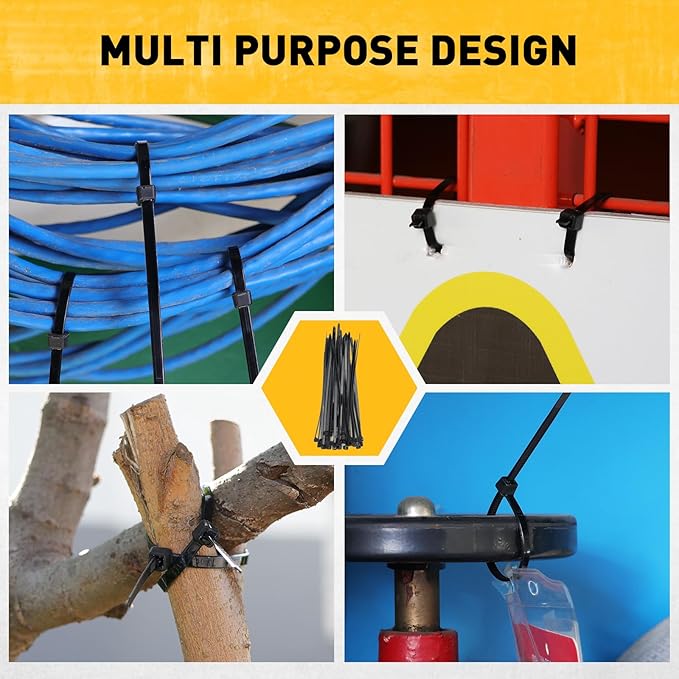 6 Piece 12 Inch Carabiner Bungee Cords with Hooks, Heavy Duty Outdoor Bungee Cords with Carabiner Hooks, 6" Nylon Cable Ties, UV & Weather Resistant
