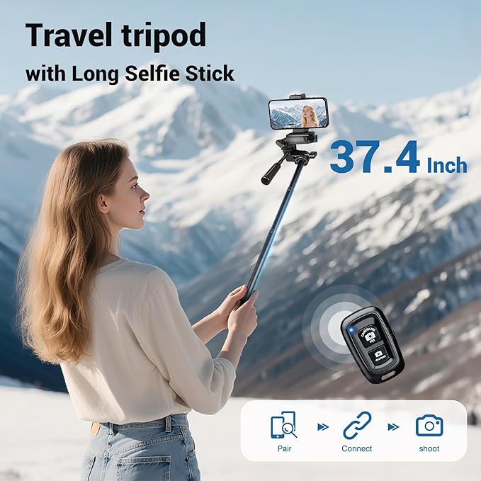 Phone Tripod, 83” Cell Phone Tripod for iPhone, Tall Tripods Selfie Stick with Remote Extendable Phone Holder Stand for Camera Photo Video Recording