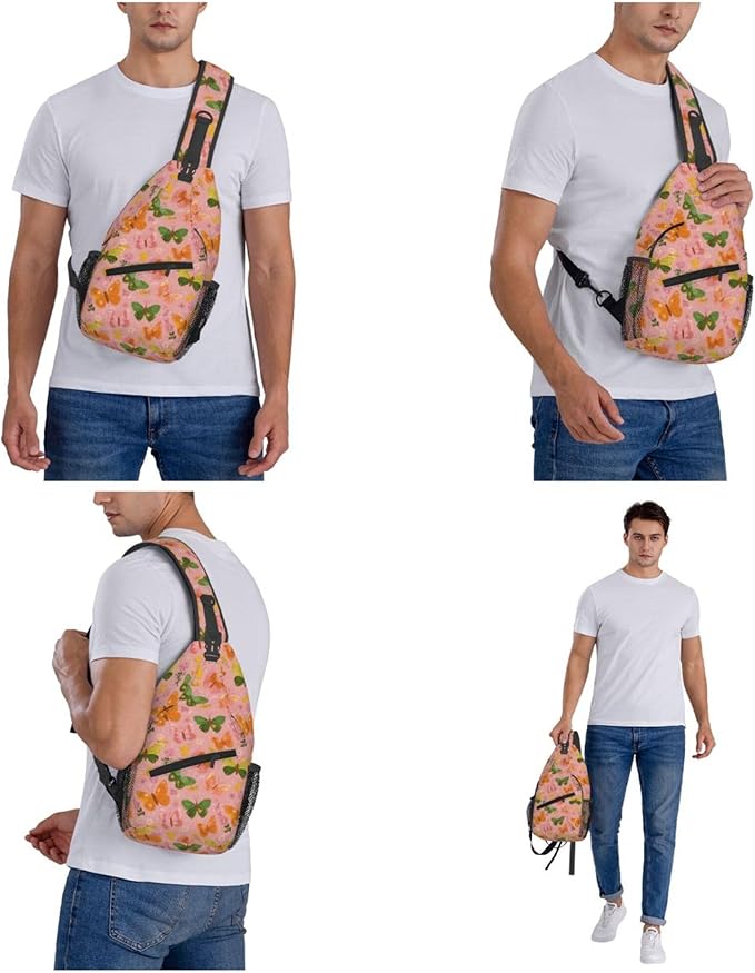 FyLybois Butterfly Sling Bag for Women Lightweight Crossbody Backpack Casual Daypack with Adjustable Strap for Travel Work Hiking Everyday Use