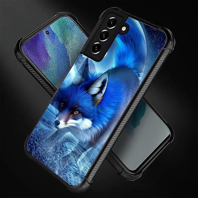 for Samsung Galaxy S21 Case, Snowy Mountain Fox Lake Pattern Graphic Design Girl Boy Soft Silicone Hard Acrylic Shock Protection for Samsung Galaxy S21