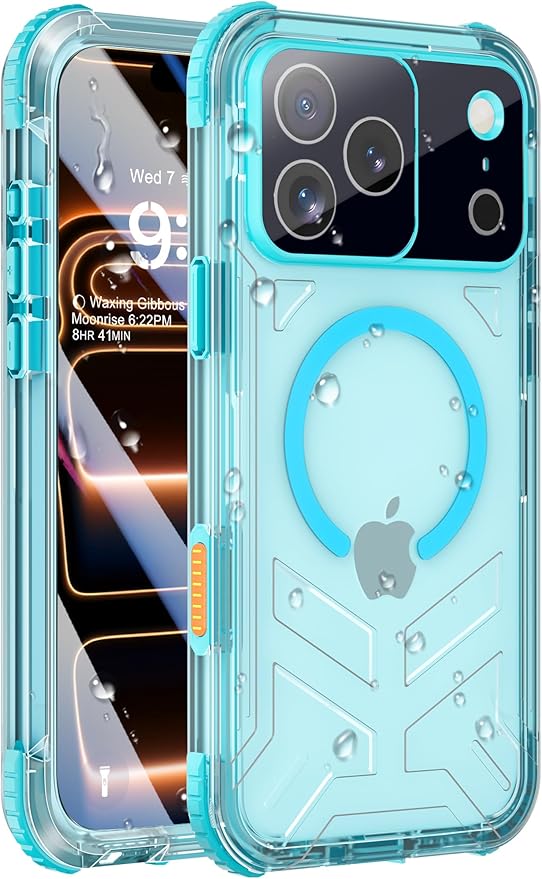 for iPhone 17 Pro Max Waterproof Case with Magsafe, Built-in [Camera & Screen Protector] [Lanyard], IP68 Water Proof Full Body Dustproof Heavy Duty Frosted Protective Phone Cover, 6.9" Teal
