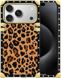 for iPhone 17 Pro Case Luxury Golden Decoration for Girl Women Soft TPU Shockproof Protective Hard PC Back for iPhone 17 Pro Crazy Pattern Brown Leopard Texture