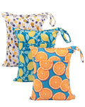 babygoal Wet Dry Bags for Baby Cloth Diapers, Washable Travel Bags, Beach, Pool, Gym Bag for Swimsuits & Wet Clothes with Two Zippered Pockets 3 Pack, 3LN22