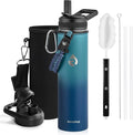 RAYMYLO Insulated Water Bottle 24oz, Triple Wall Vacuum Stainless Steel (Cold for 24Hrs, Hot for 12Hrs), Leak Proof & Non-BPA, 24oz Hydro Water Flask with Paracord Handle & Straw Spout Lids