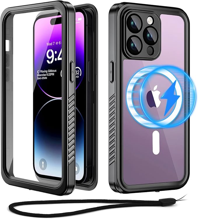 Beeasy for iPhone 14 Pro Max Waterproof Case with Magsafe, IP68 Underwater Military Grade, Phone Case with Shockproof, Dustproof, Rugged 360 Full Body Protection Cover with Built-in Screen Protector