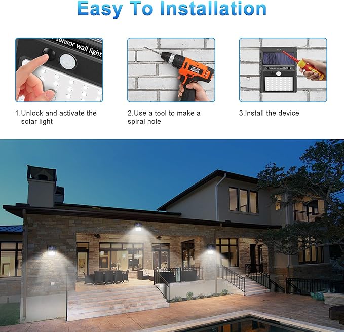 Solar Lights Outdoor [6Pack/3Modes], Solar Security Lights Solar Motion Sensor Lights Waterproof Outdoor Lights for Garden Fence Patio Garage