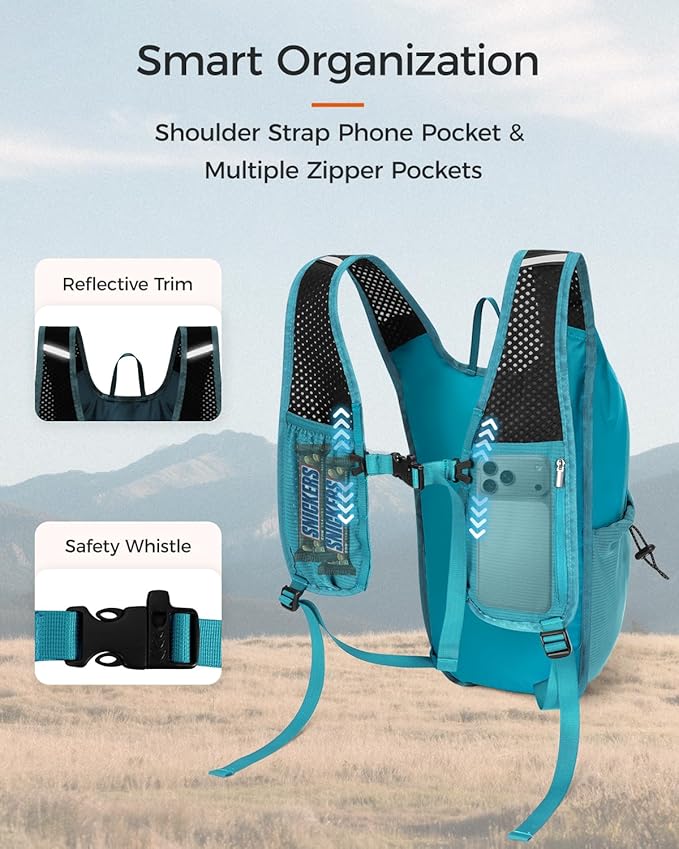 ECOHUB 15L Lightweight Packable Hiking Backpack for Travel, Small Daypack with Chest Strap & Phone Pocket, Water Resistant Foldable Backpack for Men Women