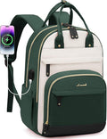 LOVEVOOK Laptop Backpack for Women, Fits 15.6 Inch Laptop Bag, Fashion Travel Work Anti-theft Bag, Business Computer Waterproof Backpack Purse, Beige-Green-Black