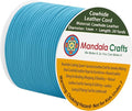 Mandala Crafts Round Genuine Turquoise Leather Cord for Jewelry Making – 1mm Cowhide Leather Rope String Lace for Kumihimo – 20 Yards Cowhide Craft Cording Spool
