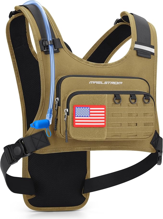 Maelstrom Running Vest, Detachable Hydration Backpack for Men Women with 2L Water Bladder & Chest Pack, Breathable Hiking Water Backpack for Cycling, Climbing, Marathon