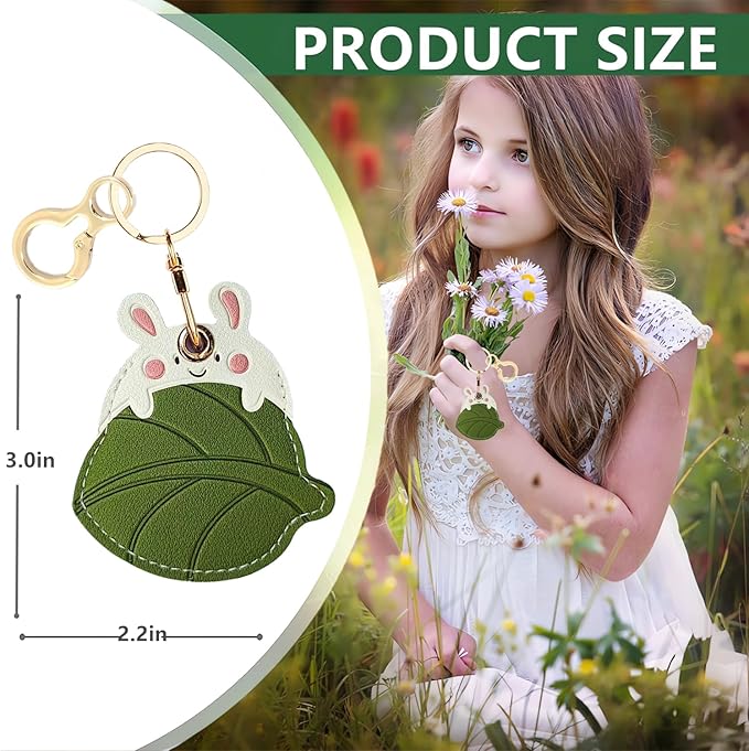 Leather Keychain Holder Case Compatible with AirTag,Cute air tag Cover with Keychain Ring,GPS Tracker Case for Keys