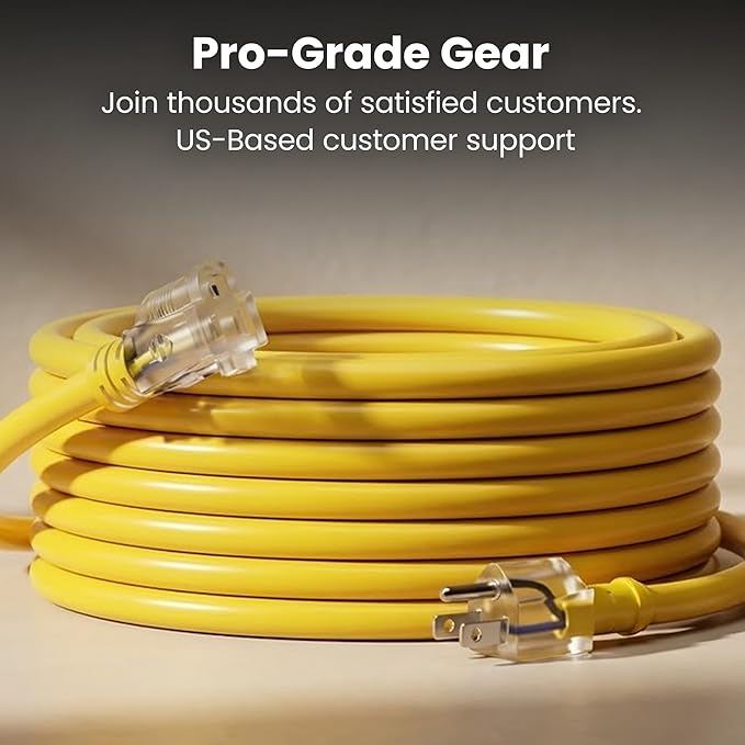 GEARit 100 Ft Extension Cords 10/3 Gauge Outdoor/Indoor SJTW 10 AWG 3 Prong Heavy Duty Power Cable 15A 125V 1875W for Lawn, Garden, Appliances Yellow