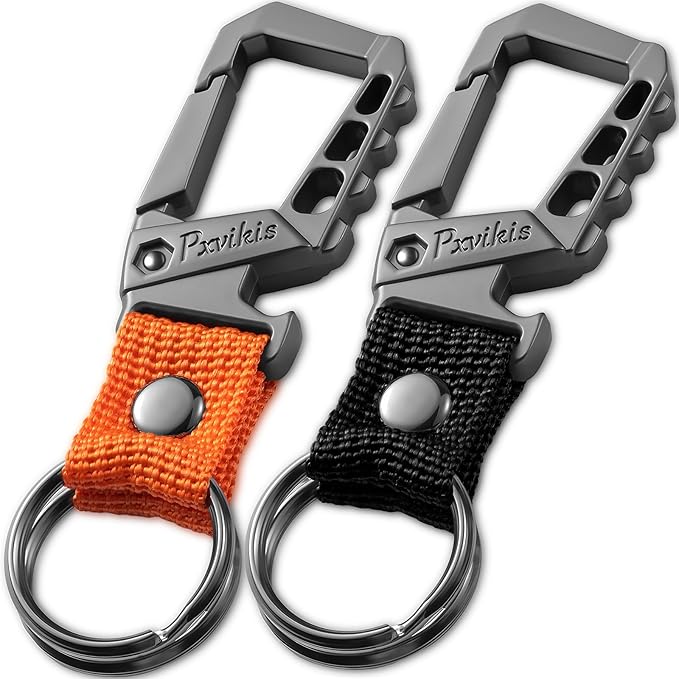 Metal heavy duty key chain carabiner clip bottle opener wrist lanyard ring car key fob unisex for men and women