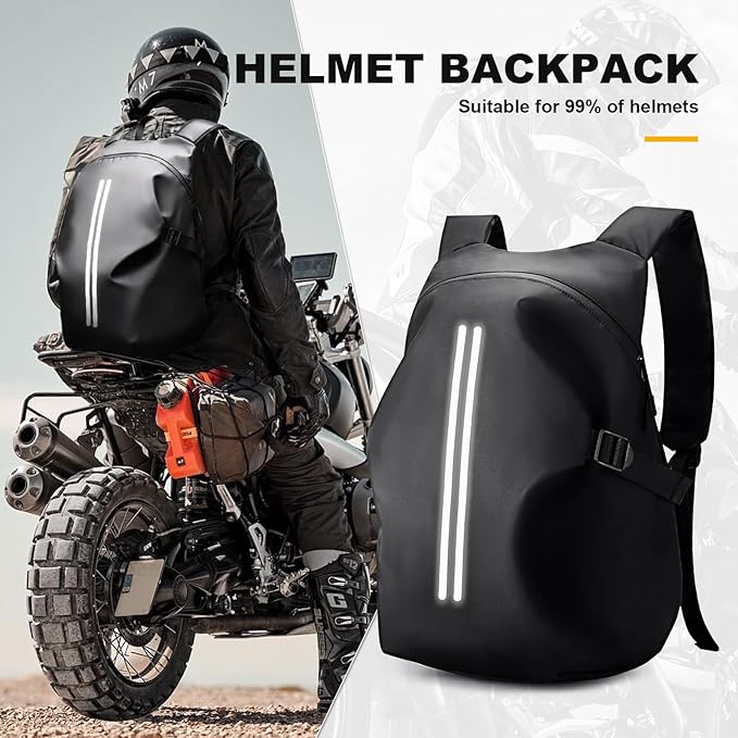 Motorcycle Helmet Backpack, Waterproof Riding Backpacks for Men, Motorcycle accessories, Motorbike Riding Bags, Bikers backpacks, Large Capacity Soft Shell Backpack