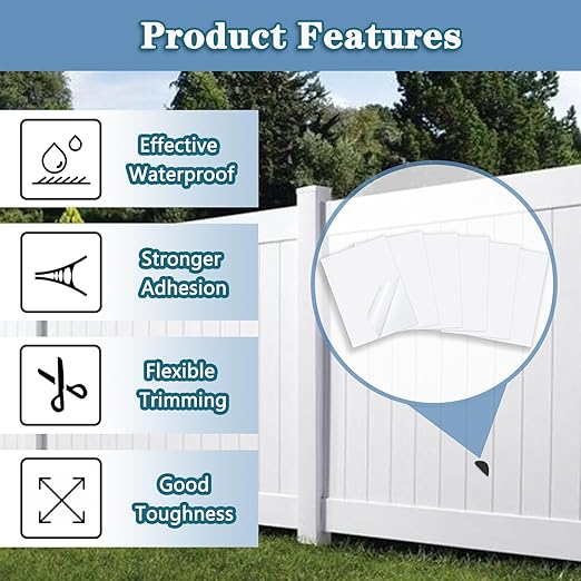 Vinyl Siding Repair Patch Kit, Vinyl Siding Repair Kit Self-Adhesive Vinyl Siding Patch Repair Tape PVC Vinyl Fence Patch Kit for House Vinyl Siding Cover Any Cracks Holes Blemishes - 6 Patches