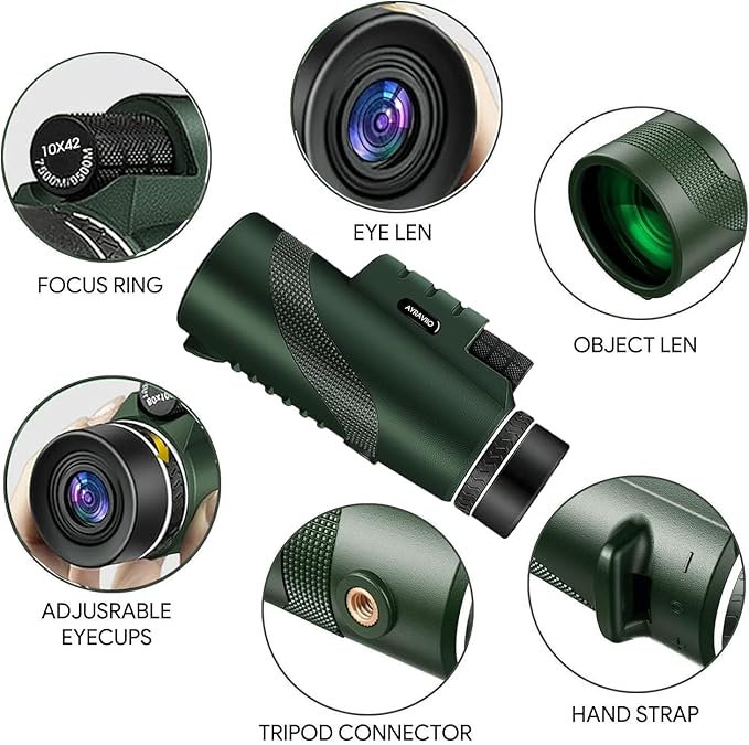 Birthday Gifts for Men Dad Him Husband Teen, 10x42 Compact Monocular Telescope, High Powered FMC & BAK4 Scope, Gift for Fathers Day, Outdoors Hiking Gear for Adventure