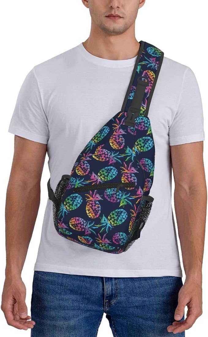 Tropical Fruits Pineapple Sling Bag For Women Men Fashion Backpack Crossbody Shoulder Bag Sling Backpack Chest Bag Travel Hiking Casual Sport Daypack