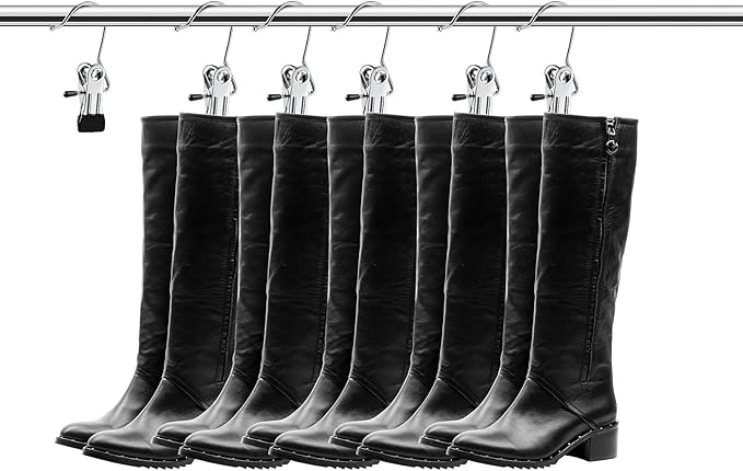 Hotop 36 Pieces Boot Hanger Clips for Closet, Laundry Hanging Hooks Heavy Duty Clips Boot Holder Portable Single Hooks Space Saving for Pants Jeans Clothes Hats Tall Towels (Silvery)