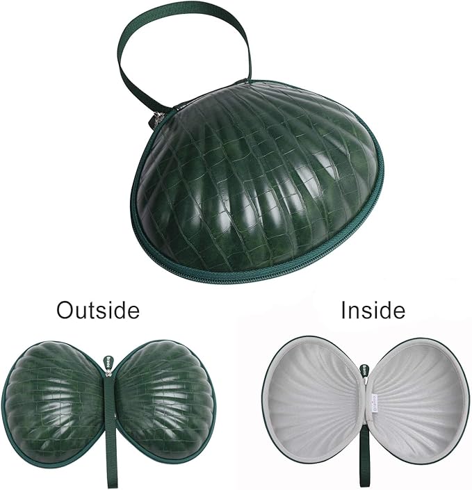 Hard Travel Case for Silicone Bras [A-C Cup] Premium Nubra Organizer Portable Lingerie Underwear Storage Bag (Crocodile, Green)