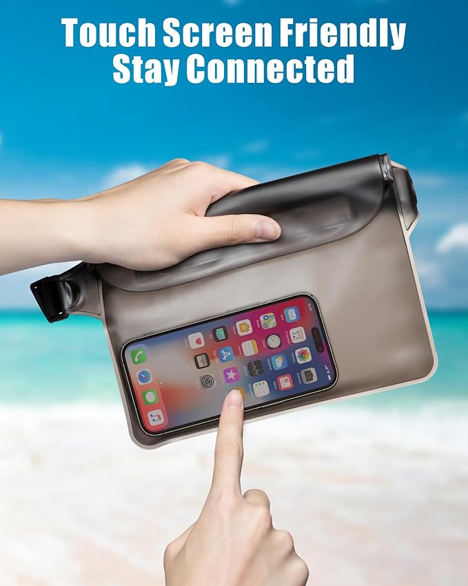F-color Waterproof Fanny Pack - Cruise Essentials 2026 - Waterproof Pouch with Adjustable Waist Strap, Triple Zipper Roll-Top Dry Bag for Phone, Keep Passport Valuables Dry for Beach Kayaking Boating