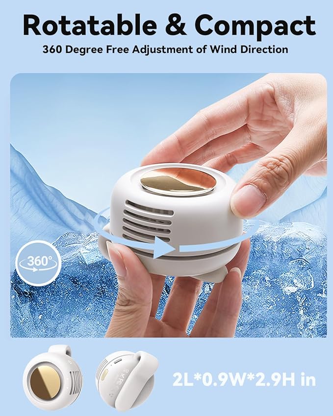 Portable Silent Mini Bladeless Electric Fan, Mini Whirlwind Fan for Waist Clip Fan, 3 Speeds Hands-Free Neck Fan,Suitable for Outdoor & Travel & Office, Travel Accessories, Gift (Green)