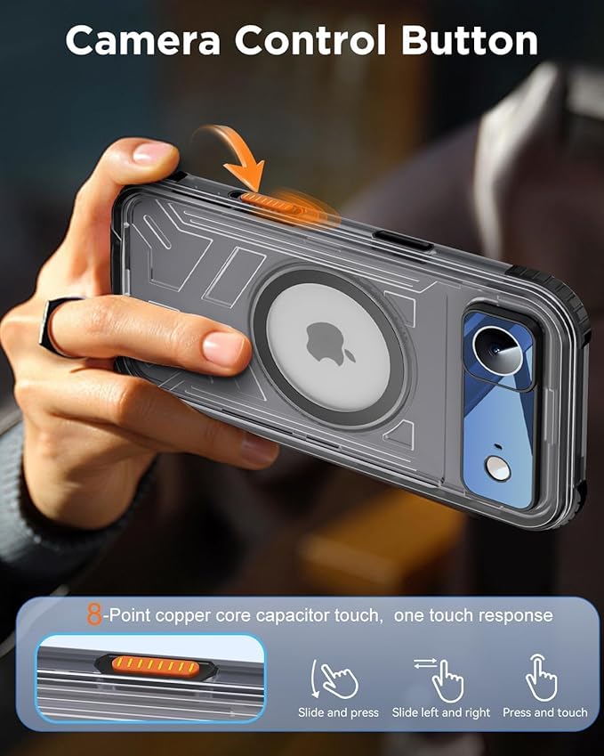 for iPhone Air Waterproof Case with Magsafe, Built-in [Camera & Screen Protector] [Lanyard], IP68 Water Proof Full Body Dustproof Heavy Duty Frosted Protective Phone Cover, 6.7" Black