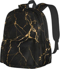 cfpolar 17 Inch Backpack Black & Gold Marble Art Laptop Bag Shoulder Bag School Bookbag Casual Daypack For Boys Girls