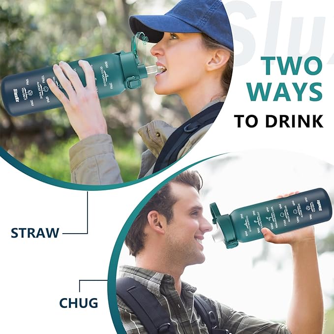 SLUXKE 17oz Insulated Water Bottle with 2Lids(Straw Lid & Spout Lid), 500ml Stainless Steel Water Bottle Double Walled Leakproof, Reusable Metal Bottle Keep Cold & Hot for Men, Women BLUE BLUE