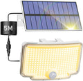 Peasur 1 Pack Solar Motion Lights Outdoor, 318 LED Solar Security Light with 3 Modes, IP65 Waterproof Powered Flood Lights for Outside Garden Backyard, Warm (White Frame)