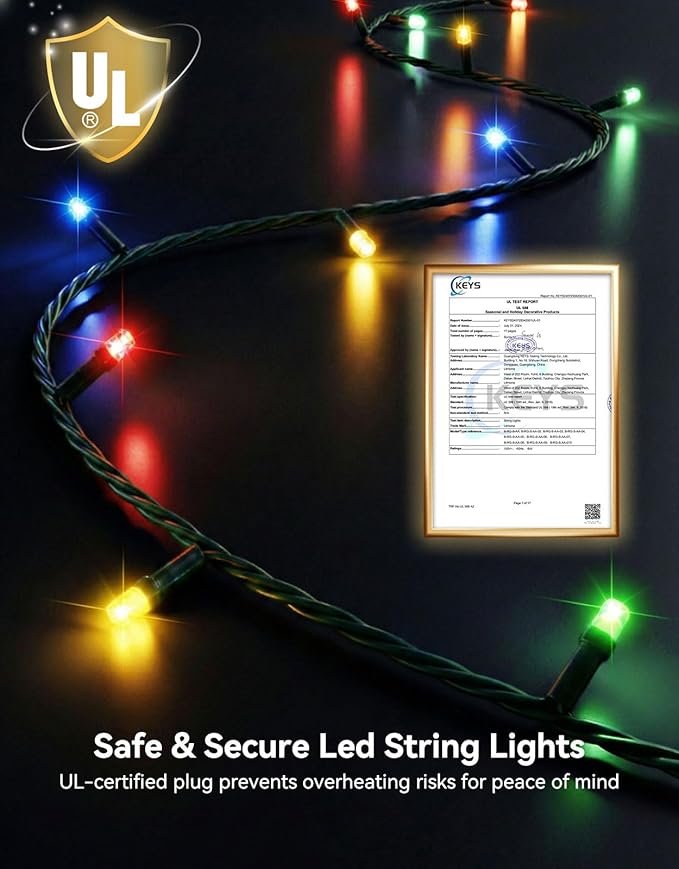 LitHome 164FT 500 LED String Lights Outdoor Indoor, 8 Modes Waterproof Christmas String Lights with Timer & Memory Function, Outdoor Christmas Lights Green Wire for Xmas Tree Party Garden, Multicolor