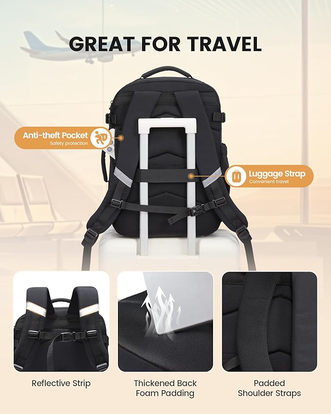 LOVEVOOK 50L Travel Backpack for Men Women, Waterproof Carry On Backpack for Work & Travel, Flight Approved Personal Item with 3 Packing Cubes, TSA Bag Fits 17.3" Laptop,Navy blue