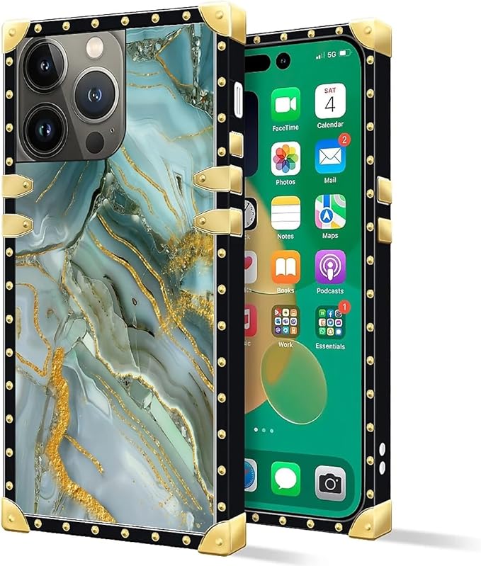 Compatible with iPhone 14 Pro Max Case, Golden Texture Marble Veining Luxury Golden Decoration for Girl Women Soft TPU Shockproof Protective Hard PC Back for iPhone 14 Pro Max
