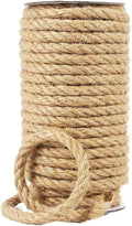 Natural Jute Twine, 8MM x 50FT Jute Rope Roll, Heavy Duty Thick Twine for Cat Scratching Post, Bundling, Gardening and DIY Crafts