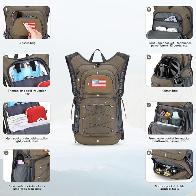 Maelstrom Hydration Hiking Backpack with 2L/3L Water Bladder, High Flow Bite Valve Water Backpack Men Women Lightweight Insulation for Hiking, Cycling, Running, Climbing, Camping